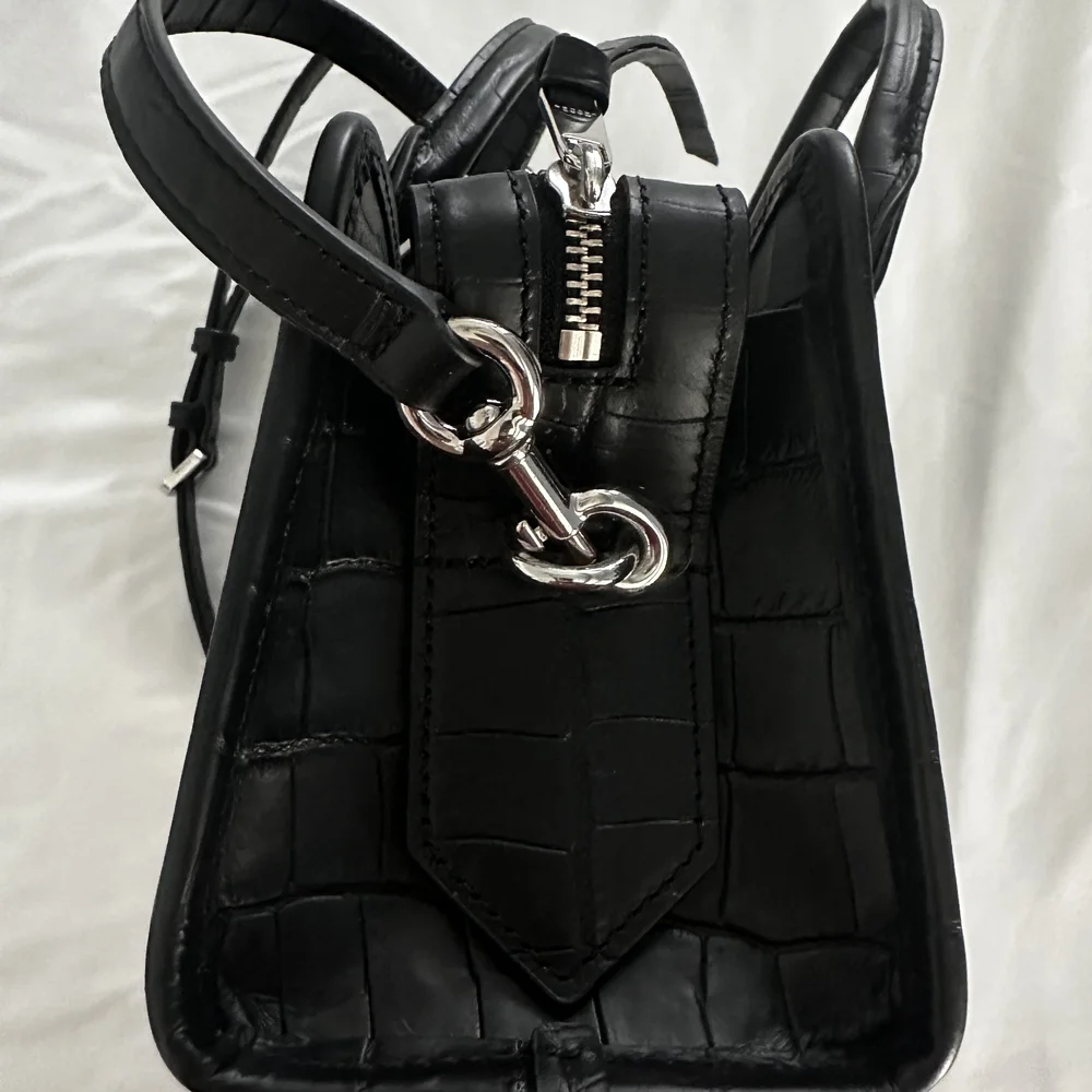 Marc Jacobs Black Croc-Embossed Top-Handle Satchel